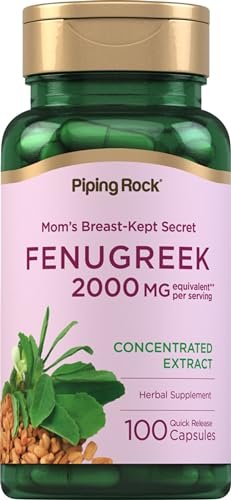 Piping Rock Bockshornklee Kapseln | 100 Kapseln | Konzentrierter Samenextrakt | Pflanzliches Nahrungsergänzungsmittel für Frauen | Non-GMO, Glutenfrei
