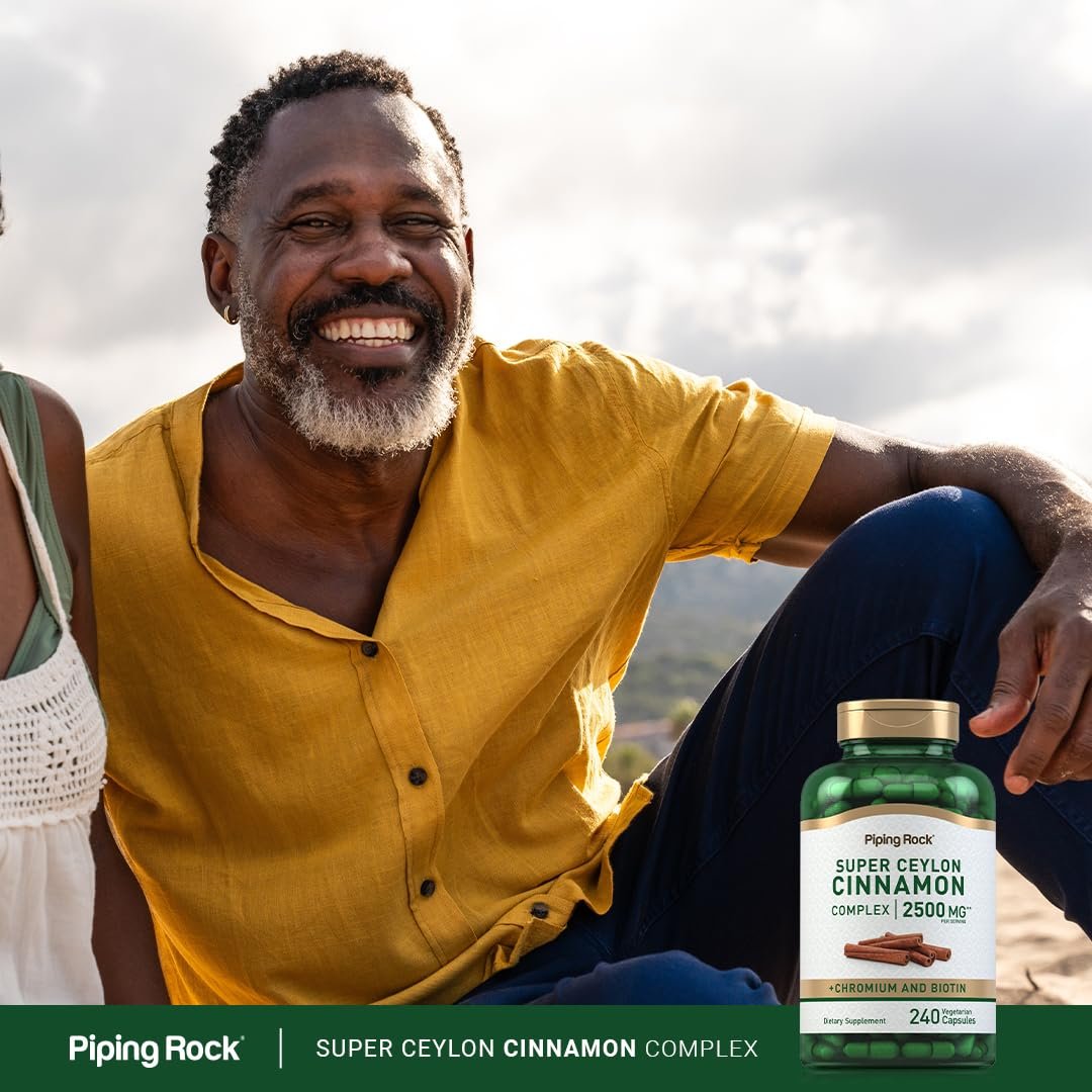 Piping Rock Super Ceylon Zimt Komplex Kapseln | 240 Kapseln | Mit Chrom und Biotin | Vegetarisch, Non-GMO, Glutenfrei