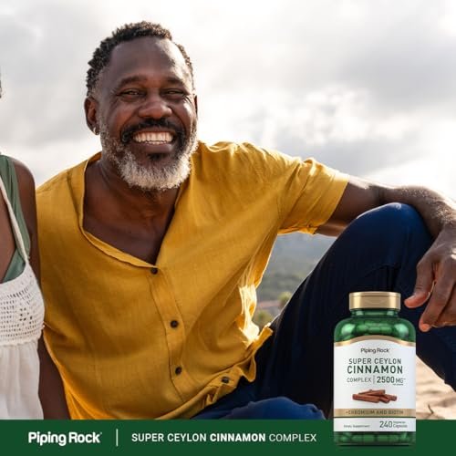 Piping Rock Super Ceylon Zimt Komplex Kapseln | 240 Kapseln | Mit Chrom und Biotin | Vegetarisch, Non-GMO, Glutenfrei
