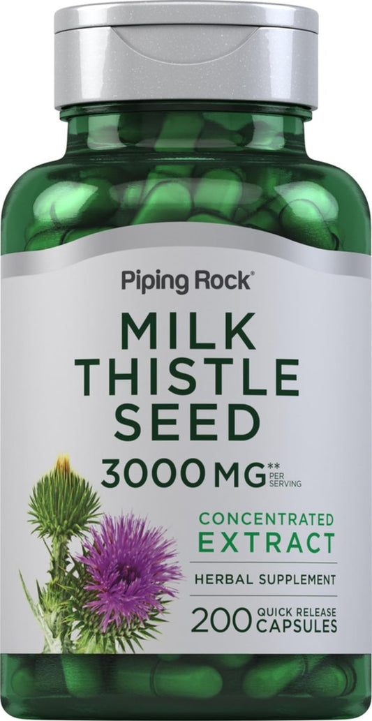 Piping Rock Mariendistel Kapseln | 200 Kapseln | Konzentrierter Kräuterextrakt | Non-GMO, Glutenfrei