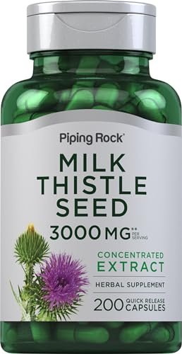 Piping Rock Mariendistel Kapseln | 200 Kapseln | Konzentrierter Kräuterextrakt | Non-GMO, Glutenfrei