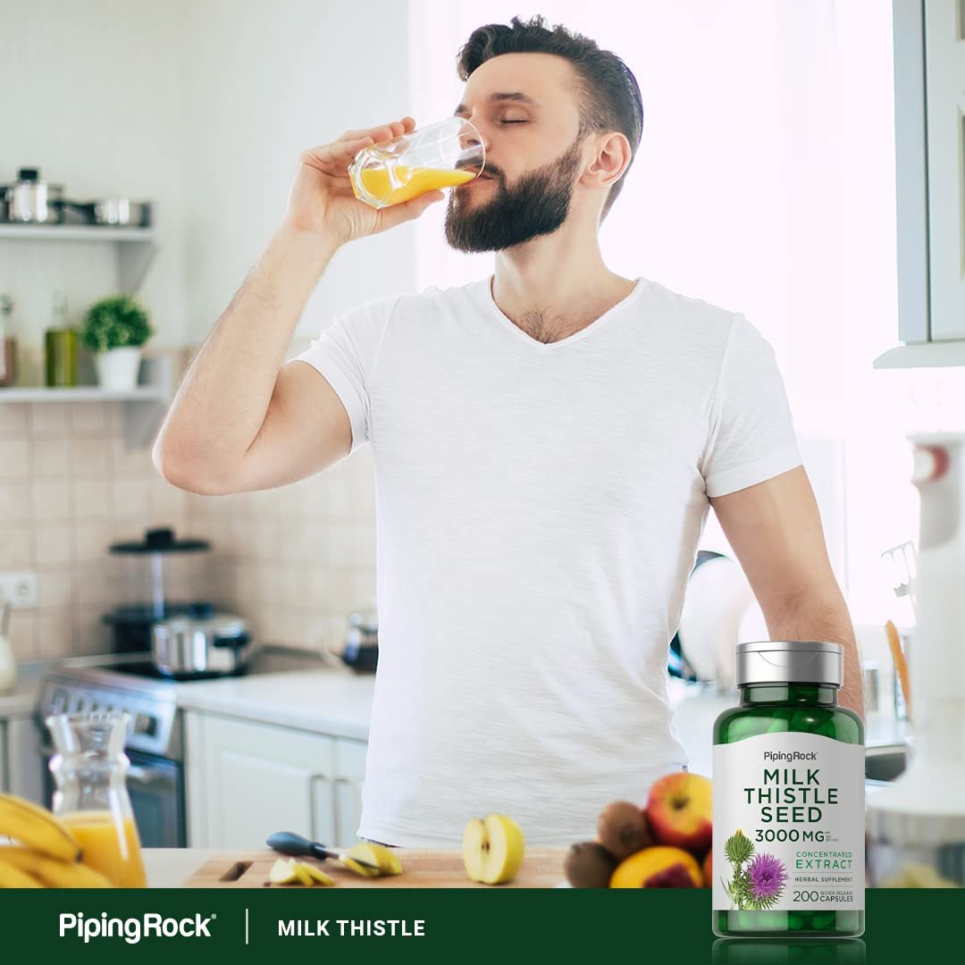 Piping Rock Mariendistel Kapseln | 200 Kapseln | Konzentrierter Kräuterextrakt | Non-GMO, Glutenfrei