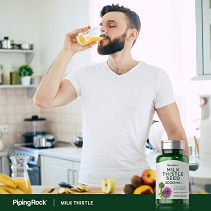 Piping Rock Mariendistel Kapseln | 200 Kapseln | Konzentrierter Kräuterextrakt | Non-GMO, Glutenfrei