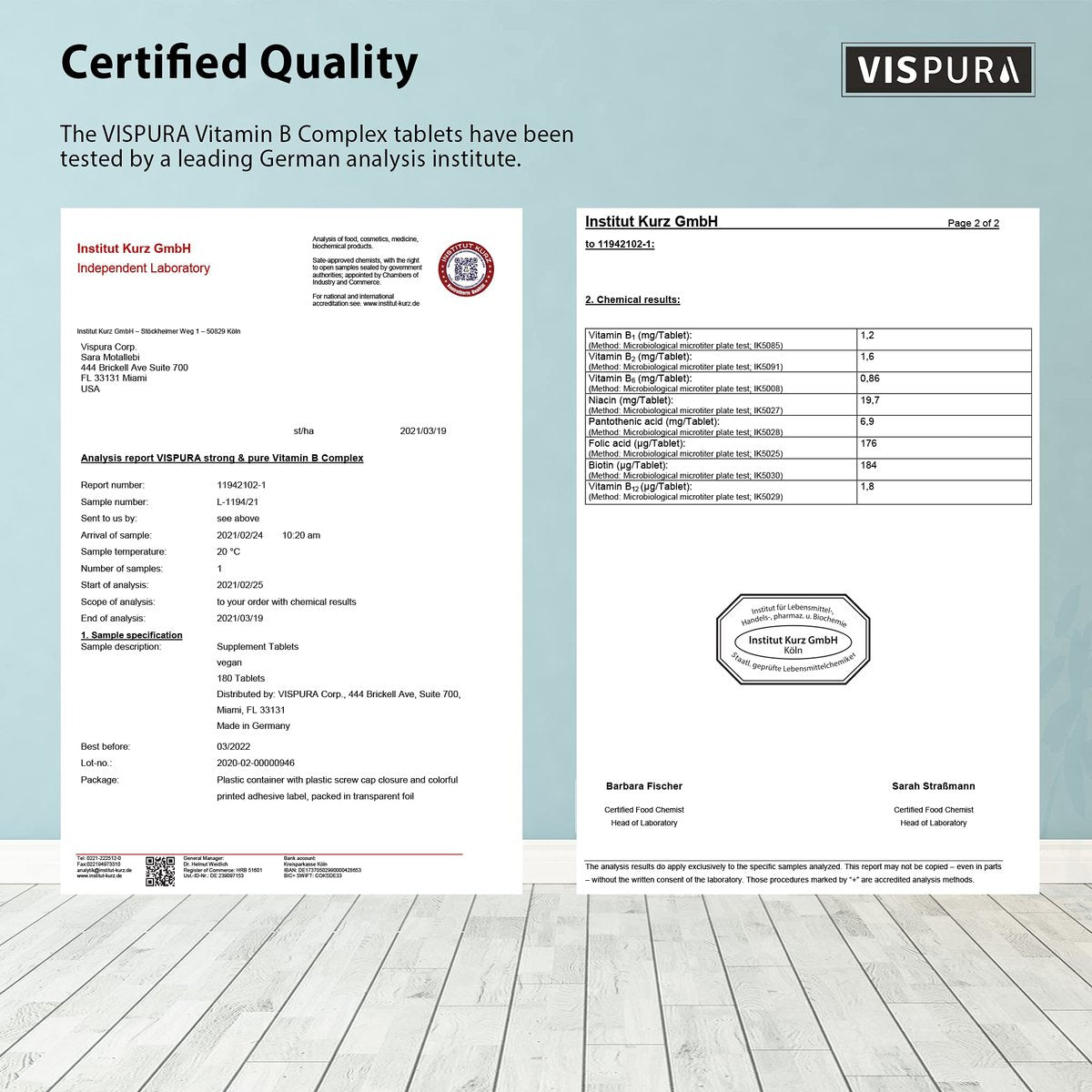 VISPURA Vitamin B-Komplex, 180 vegane Tabletten, alle B-Vitamine inkl. B12, B1, B2, B3, B5, B6, B7, B9, Folsäure, für Stress, Energie und gesundes Immunsystem*, natürliches Nahrungsergänzungsmittel ohne Zusatzstoffe