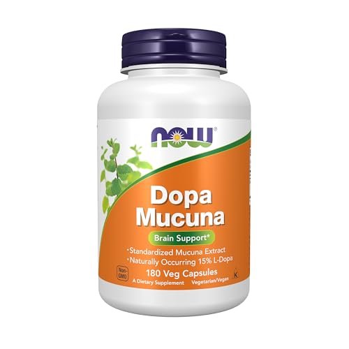 NOW Foods Nahrungsergänzungsmittel, DOPA Mucuna, standardisierter Mucuna-Extrakt mit natürlich vorkommenden 15% L-Dopa, 180 vegane Kapseln