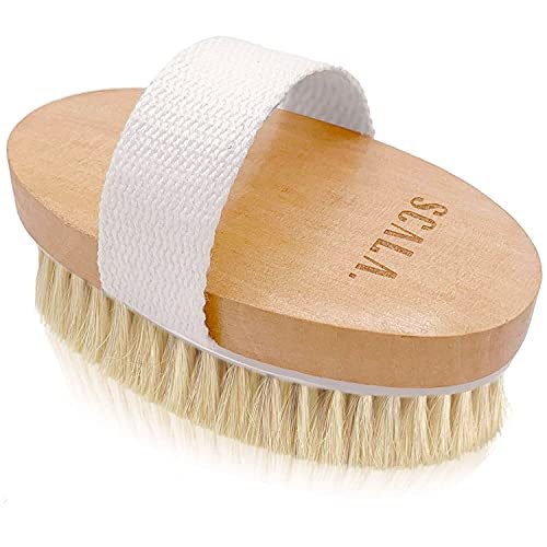 Körperbürste aus Naturborsten von SCALA – Sanfte Trockenbürste für Tote Haut, Cellulite, Lymphdrainage & Durchblutung – Dicker & Stärker, Mittlere Stärke