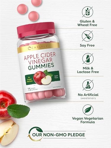Carlyle Vegan Apfelessig Gummibärchen | 75 Stück | Apfelgeschmack | Nicht-GVO, Glutenfrei | ACV Nahrungsergänzungsmittel