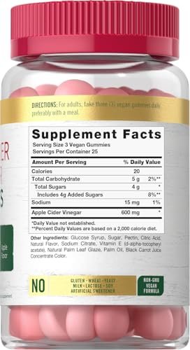 Carlyle Vegan Apfelessig Gummibärchen | 75 Stück | Apfelgeschmack | Nicht-GVO, Glutenfrei | ACV Nahrungsergänzungsmittel