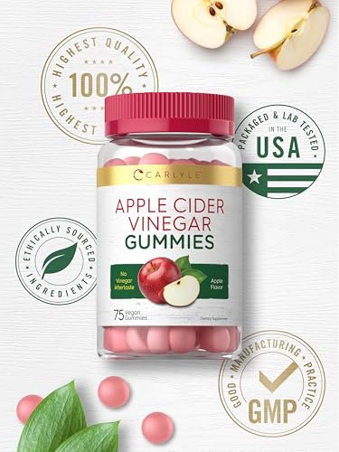 Carlyle Vegan Apfelessig Gummibärchen | 75 Stück | Apfelgeschmack | Nicht-GVO, Glutenfrei | ACV Nahrungsergänzungsmittel