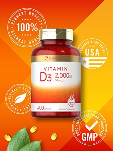 Carlyle Vitamin D3 2000 IE Weichkapseln | 400 Stück | Non-GMO, Glutenfrei | 50 µg | Vitamin-D-Ergänzung