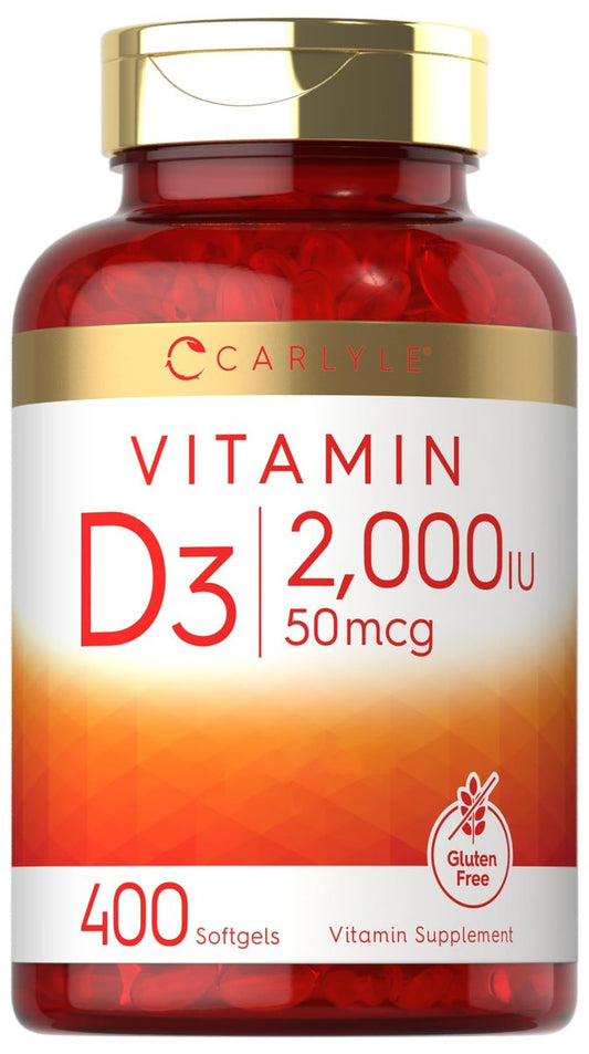 Carlyle Vitamin D3 2000 IE Weichkapseln | 400 Stück | Non-GMO, Glutenfrei | 50 µg | Vitamin-D-Ergänzung