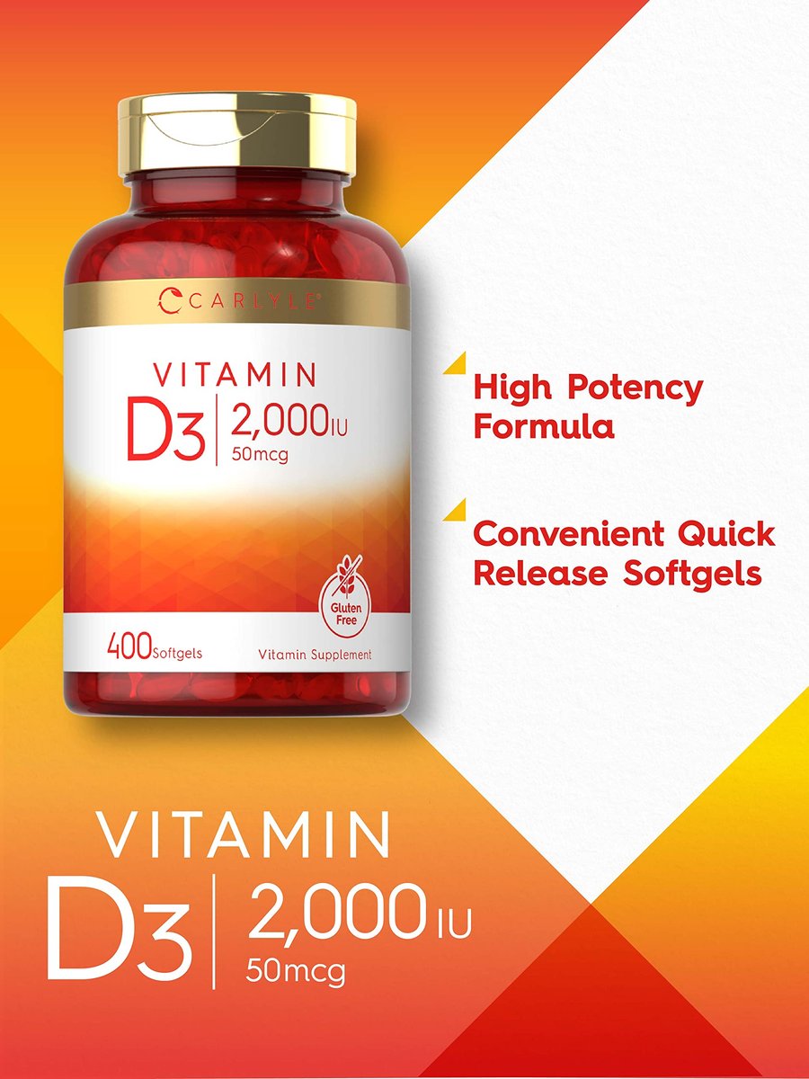 Carlyle Vitamin D3 2000 IE Weichkapseln | 400 Stück | Non-GMO, Glutenfrei | 50 µg | Vitamin-D-Ergänzung