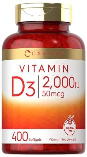 Carlyle Vitamin D3 2000 IE Weichkapseln | 400 Stück | Non-GMO, Glutenfrei | 50 µg | Vitamin-D-Ergänzung