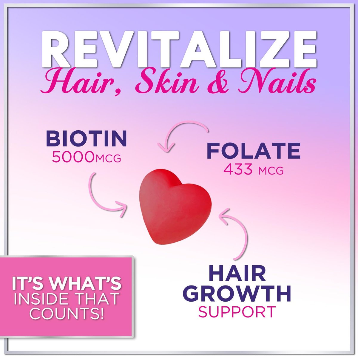 Haarvitamine Gummibärchen mit Biotin 5000 mcg pro Portion – Haarwachstum Unterstützung mit Vitamin E & C für dickeres, stärkeres & schöneres Haar – Haar, Haut und Nägel Vitamin, glutenfrei – 60 Gummibärchen