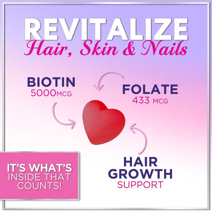 Haarvitamine Gummibärchen mit Biotin 5000 mcg pro Portion – Haarwachstum Unterstützung mit Vitamin E & C für dickeres, stärkeres & schöneres Haar – Haar, Haut und Nägel Vitamin, glutenfrei – 60 Gummibärchen