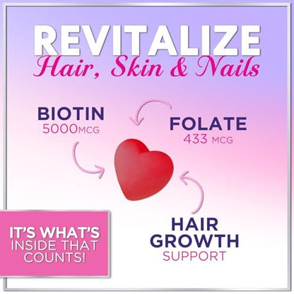 Haarvitamine Gummibärchen mit Biotin 5000 mcg pro Portion – Haarwachstum Unterstützung mit Vitamin E & C für dickeres, stärkeres & schöneres Haar – Haar, Haut und Nägel Vitamin, glutenfrei – 60 Gummibärchen
