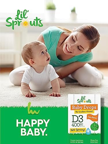 Carlyle Baby Vitamin D3 Tropfen | 400 IE | 0,31 oz (9,2 ml) 1-Jahresvorrat (365 Portionen) | Vegetarisch, Ohne Gentechnik und Glutenfrei von Lil' Sprouts