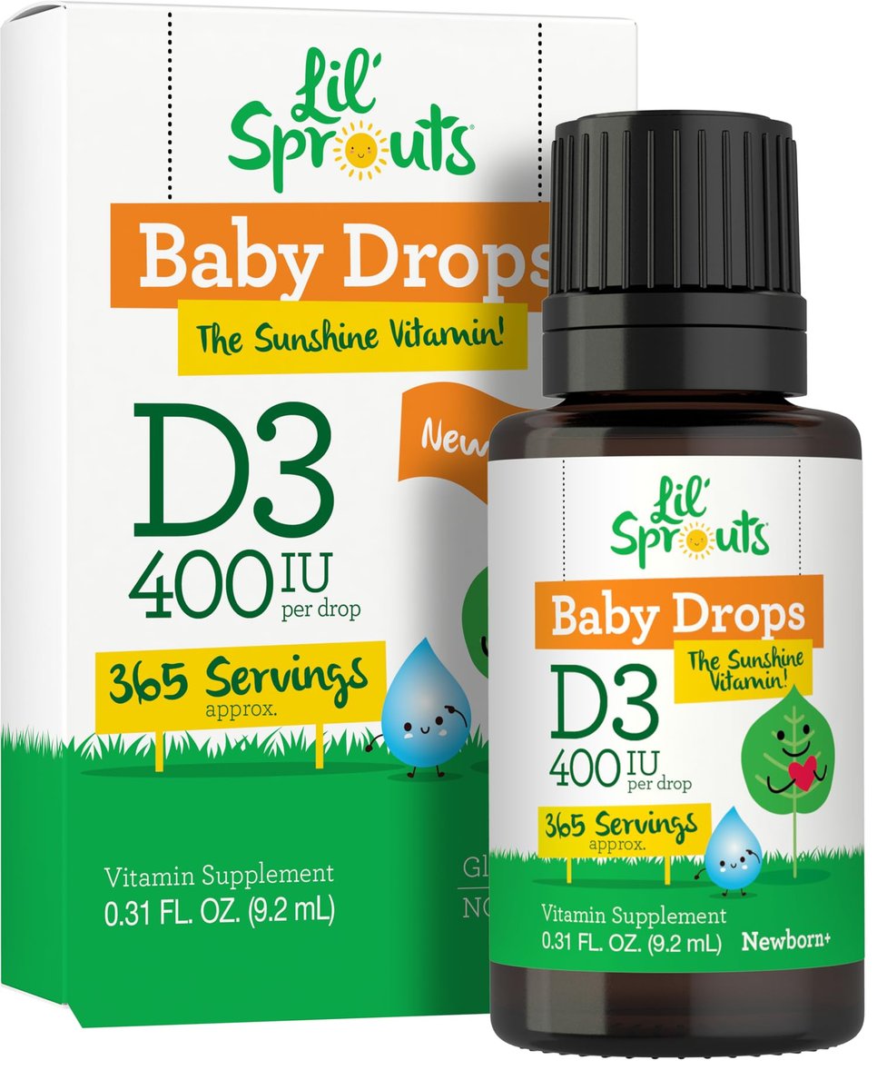 Carlyle Baby Vitamin D3 Tropfen | 400 IE | 0,31 oz (9,2 ml) 1-Jahresvorrat (365 Portionen) | Vegetarisch, Ohne Gentechnik und Glutenfrei von Lil' Sprouts