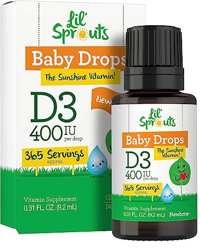 Carlyle Baby Vitamin D3 Tropfen | 400 IE | 0,31 oz (9,2 ml) 1-Jahresvorrat (365 Portionen) | Vegetarisch, Ohne Gentechnik und Glutenfrei von Lil' Sprouts
