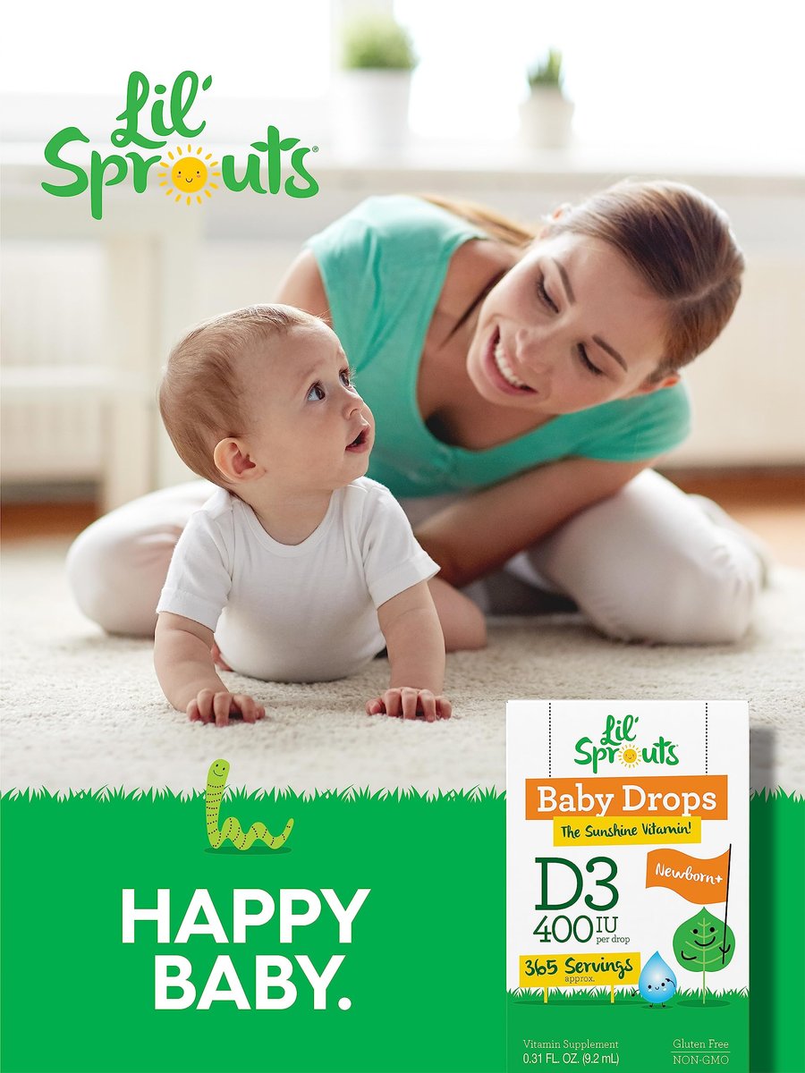 Carlyle Baby Vitamin D3 Tropfen | 400 IE | 0,31 oz (9,2 ml) 1-Jahresvorrat (365 Portionen) | Vegetarisch, Ohne Gentechnik und Glutenfrei von Lil' Sprouts