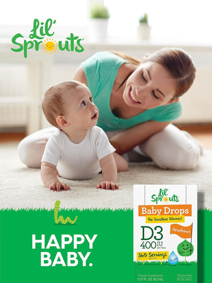 Carlyle Baby Vitamin D3 Tropfen | 400 IE | 0,31 oz (9,2 ml) 1-Jahresvorrat (365 Portionen) | Vegetarisch, Ohne Gentechnik und Glutenfrei von Lil' Sprouts
