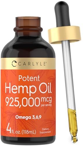 Carlyle Hanföl 925.000 mcg | Hochdosiert | Enthält Omega 3,6,9 | Kaltgepresst | Vegetarisch, Nicht-GVO, Glutenfrei