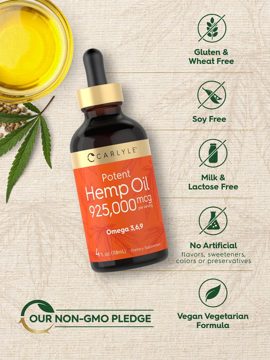 Carlyle Hanföl 925.000 mcg | Hochdosiert | Enthält Omega 3,6,9 | Kaltgepresst | Vegetarisch, Nicht-GVO, Glutenfrei