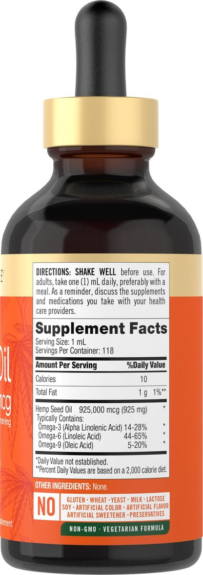 Carlyle Hanföl 925.000 mcg | Hochdosiert | Enthält Omega 3,6,9 | Kaltgepresst | Vegetarisch, Nicht-GVO, Glutenfrei
