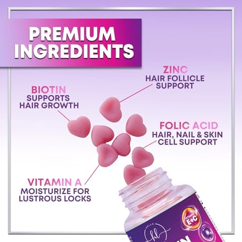 Hello Lovely! Haar Vitamine Gummis mit Biotin 5000 mcg pro Portion - Unterstützt das Haarwachstum mit Vitaminen E & C für dickeres, stärkeres & schöneres Haar - Vitamin für Haut, Haare und Nägel, glutenfrei - 120 Gummis