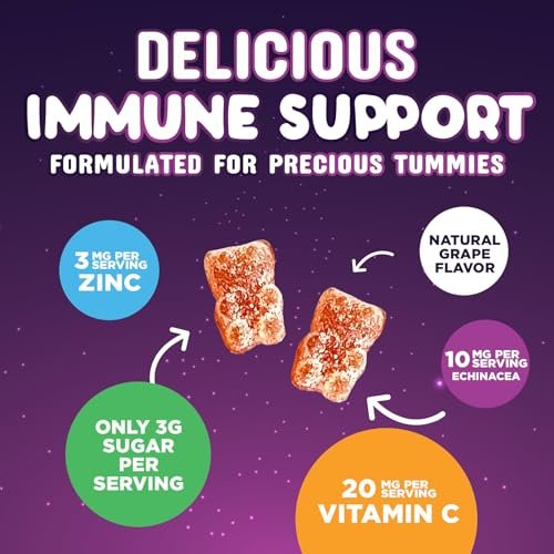 Nature's Nutrition Kinder Immunstärkung Gummibärchen - Vitamin C, Zink & Echinacea für tägliche Immununterstützung, ab 4 Jahren, glutenfrei, vegan - 120 Stück
