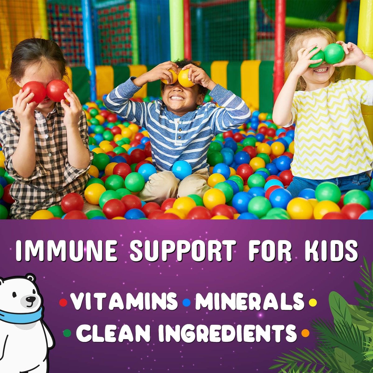 Nature's Nutrition Kinder Immunstärkung Gummibärchen - Vitamin C, Zink & Echinacea für tägliche Immununterstützung, ab 4 Jahren, glutenfrei, vegan - 120 Stück