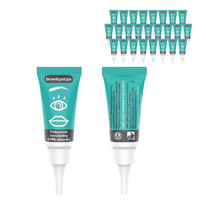 Microblading Aftercare - 25er Pack für PMU und Tattoo Nachsorge - Augenbrauen, Augen, Lippen Salbe - Tierversuchsfrei - Ohne Erdöl und Parabene