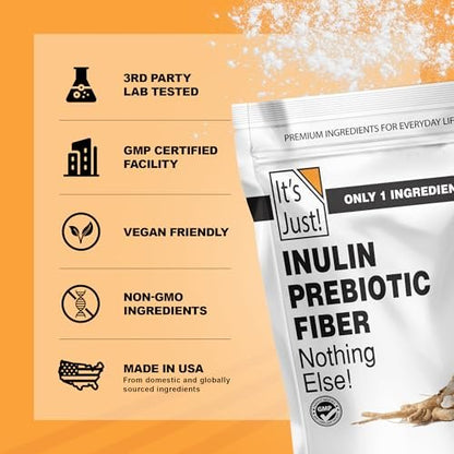 It's Just! - Inulin-Präbiotikum-Faser, wasserlöslich, Chicorée-Wurzelpulver, fördert die Darmgesundheit, hergestellt in den USA, Produkt aus Belgien, vegan/keto-freundlich - 311 g (11 Unzen)