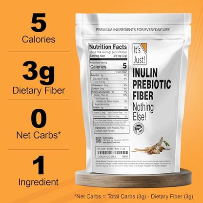 It's Just! - Inulin-Präbiotikum-Faser, wasserlöslich, Chicorée-Wurzelpulver, fördert die Darmgesundheit, hergestellt in den USA, Produkt aus Belgien, vegan/keto-freundlich - 311 g (11 Unzen)