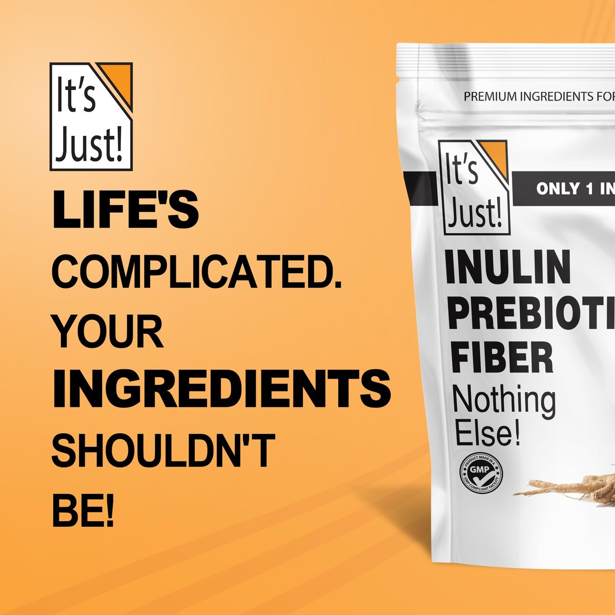 It's Just! - Inulin-Präbiotikum-Faser, wasserlöslich, Chicorée-Wurzelpulver, fördert die Darmgesundheit, hergestellt in den USA, Produkt aus Belgien, vegan/keto-freundlich - 311 g (11 Unzen)