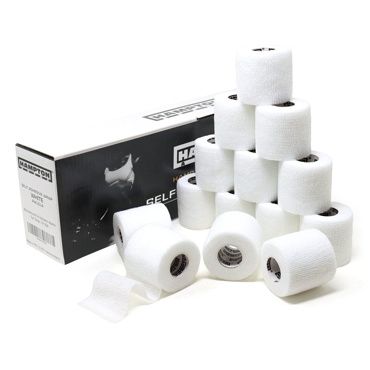 Hampton Adams Selbstklebende Bandage-Wickel (14er-Pack) | 4,5 m | Haustiersicher | Atmungsaktive elastische Kohäsionsbandage für Sportverletzungen an Knöchel, Knie, Handgelenk (Weiß)