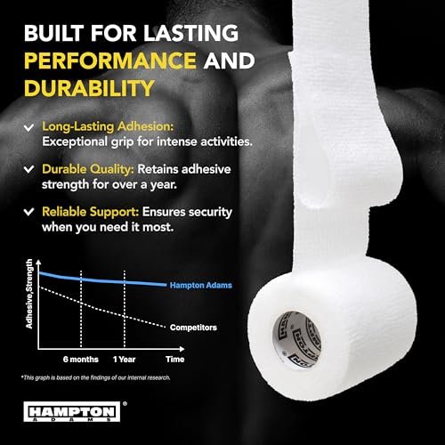Hampton Adams Selbstklebende Bandage-Wickel (14er-Pack) | 4,5 m | Haustiersicher | Atmungsaktive elastische Kohäsionsbandage für Sportverletzungen an Knöchel, Knie, Handgelenk (Weiß)