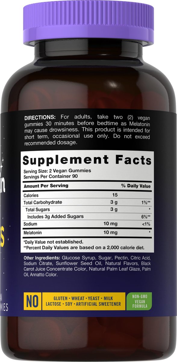 Carlyle Melatonin Gummis 10mg | 180 Stück | Schlafhilfe für Erwachsene | Beerengeschmack | Vegan, Nicht-GVO, Glutenfrei