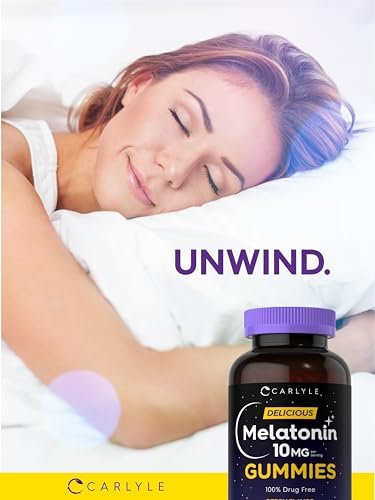 Carlyle Melatonin Gummis 10mg | 180 Stück | Schlafhilfe für Erwachsene | Beerengeschmack | Vegan, Nicht-GVO, Glutenfrei