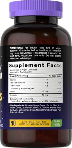 Carlyle Melatonin Gummis 10mg | 180 Stück | Schlafhilfe für Erwachsene | Beerengeschmack | Vegan, Nicht-GVO, Glutenfrei