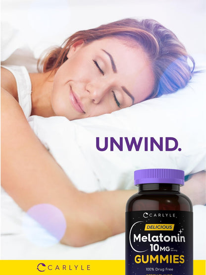 Carlyle Melatonin Gummis 10mg | 180 Stück | Schlafhilfe für Erwachsene | Beerengeschmack | Vegan, Nicht-GVO, Glutenfrei