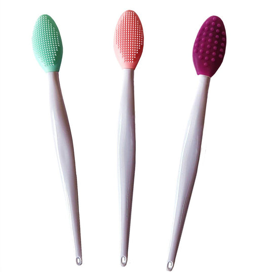 3er Set Lippenpeelingbürste, Lippenpeeling-Exfoliator, doppelseitiges Silikon-Lippenbürsten-Werkzeug für Männer und Frauen zur Lippenaufhellung, Lippenpeeling für dunkle Lippen