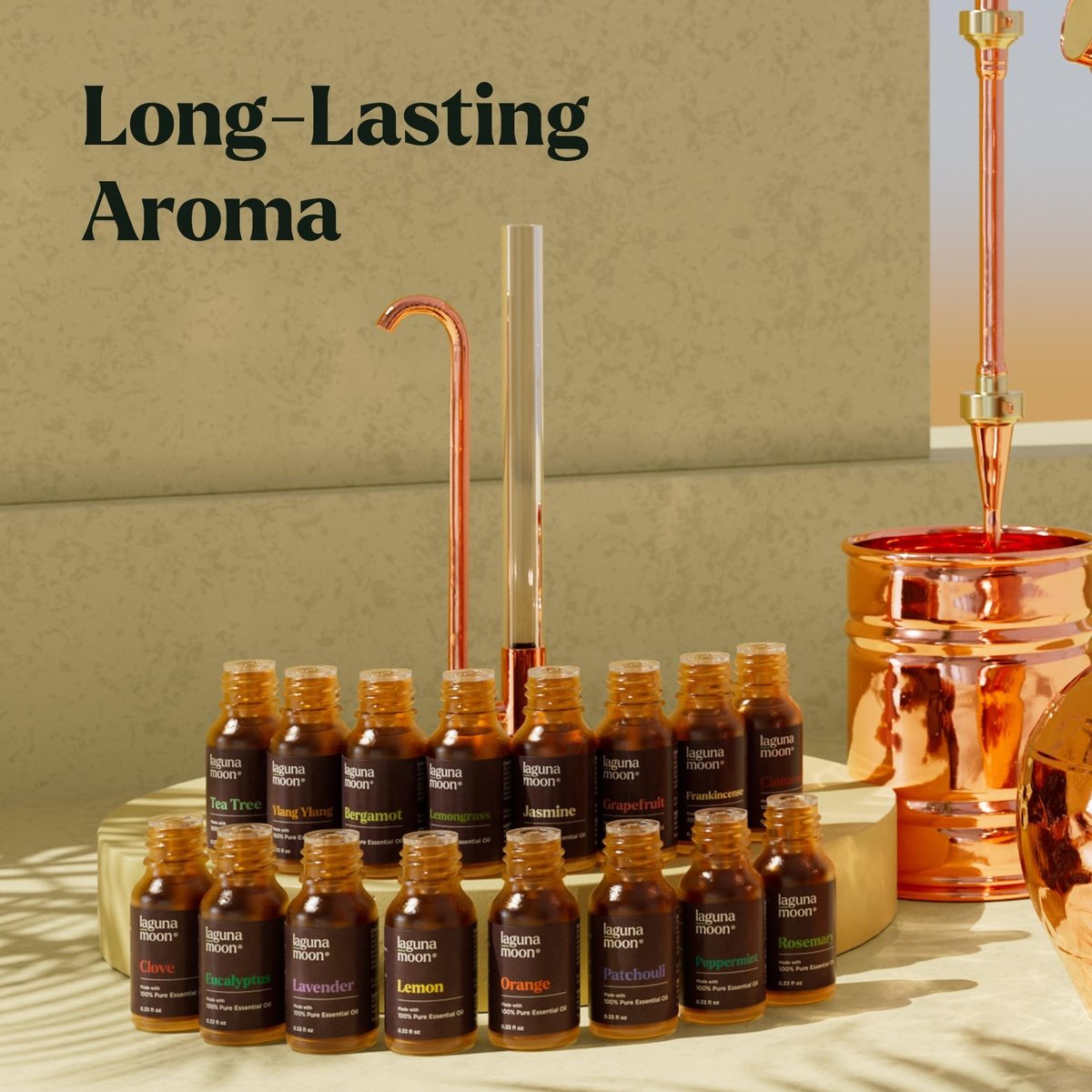 Lagunamoon Ätherische Öle Set – 16 Premium-Öle für Diffuser, Aromatherapie, Kerzenherstellung & Raumsprays – 0,33 Fl Oz pro Flasche