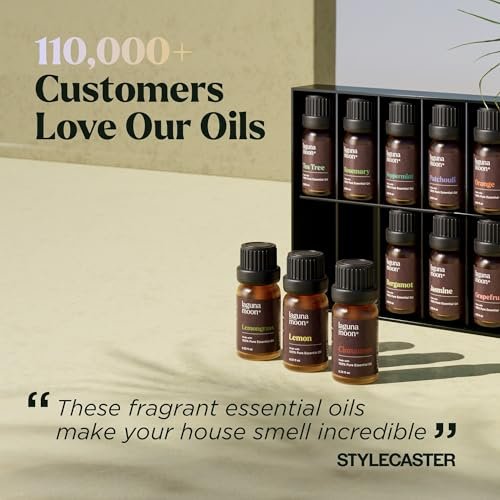 Lagunamoon Ätherische Öle Set – 16 Premium-Öle für Diffuser, Aromatherapie, Kerzenherstellung & Raumsprays – 0,33 Fl Oz pro Flasche