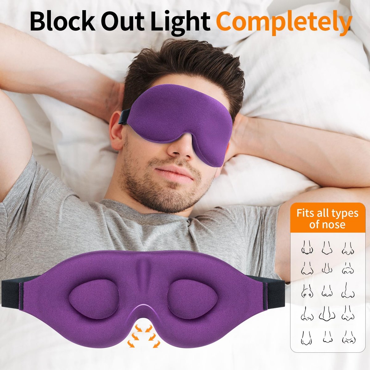 NEWVANGA Schlafmaske, 3D Konturierte Blackout Schlafbrille, Wimpernfreundliche Nachtmaske mit Verstellbarem Riemen, Leichte Weiche Augenbinde für Frauen Männer, Konkave Cup Abdeckung für Reisen Nickerchen