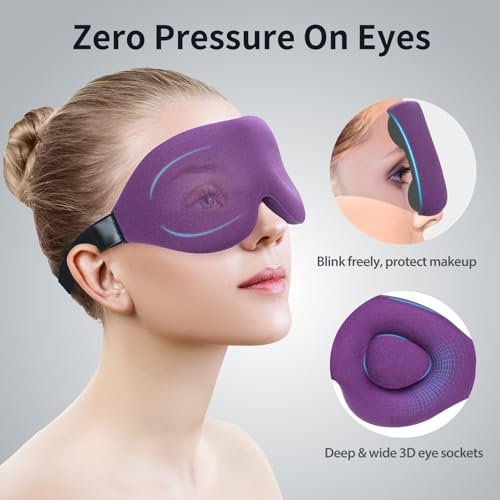 NEWVANGA Schlafmaske, 3D Konturierte Blackout Schlafbrille, Wimpernfreundliche Nachtmaske mit Verstellbarem Riemen, Leichte Weiche Augenbinde für Frauen Männer, Konkave Cup Abdeckung für Reisen Nickerchen