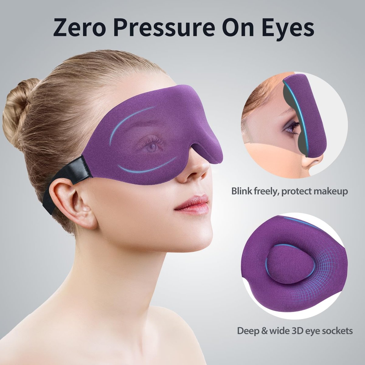 NEWVANGA Schlafmaske, 3D Konturierte Blackout Schlafbrille, Wimpernfreundliche Nachtmaske mit Verstellbarem Riemen, Leichte Weiche Augenbinde für Frauen Männer, Konkave Cup Abdeckung für Reisen Nickerchen
