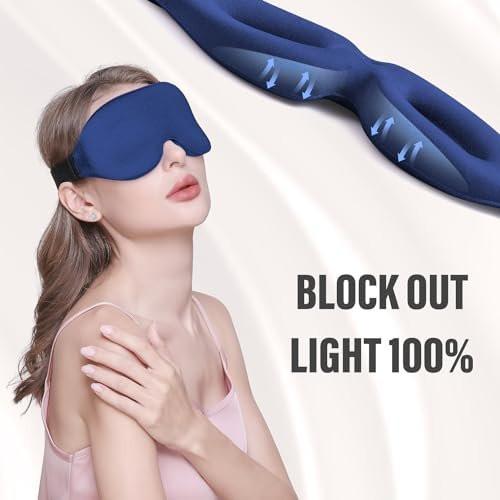 YIVIEW Schlafmaske für Seitenschläfer, Komplette Lichtblockierung 3D Rosa Schlafaugenmaske, Weiche Atmungsaktive Augenabdeckung für Frauen Männer, Entspannende Null-Druck Nachtblindfolie