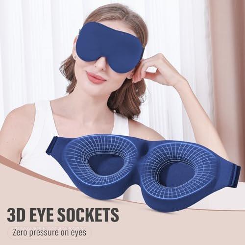 YIVIEW Schlafmaske für Seitenschläfer, Komplette Lichtblockierung 3D Rosa Schlafaugenmaske, Weiche Atmungsaktive Augenabdeckung für Frauen Männer, Entspannende Null-Druck Nachtblindfolie