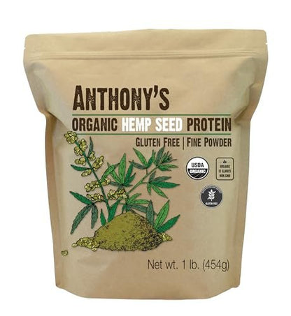Anthony's Bio Hanfproteinpulver, 1 Pfund, kaltgepresst, glutenfrei, nicht genetisch verändert, feines Pulver